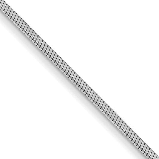 14K White Gold 18 Inch .6mm Octagonal Snake With Lobster Clasp Chain