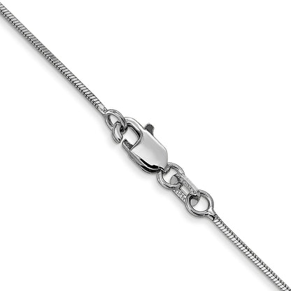 14K White Gold 16 Inch 1mm Octagonal Snake With Lobster Clasp Chain