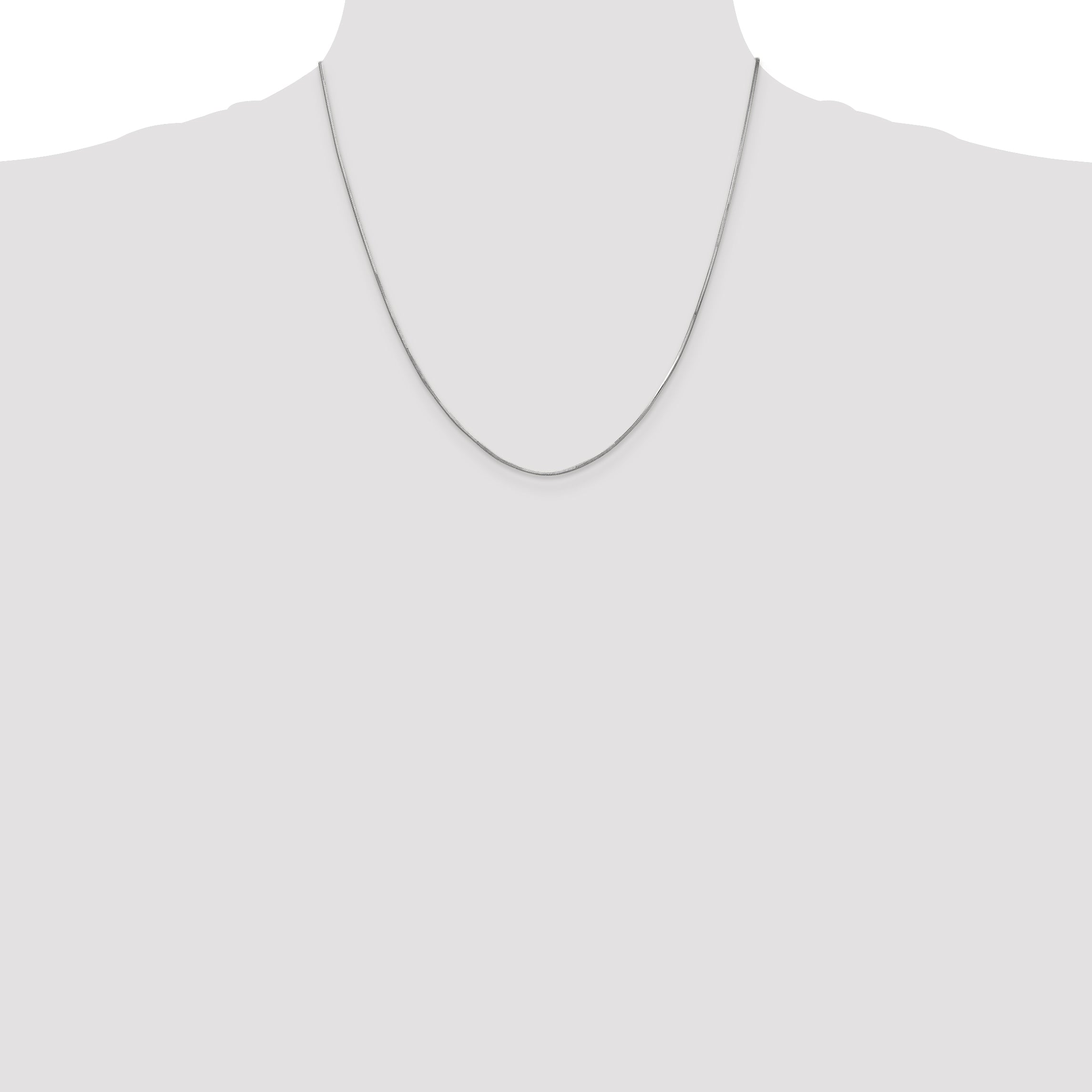 14K White Gold 20 Inch 1mm Octagonal Snake With Lobster Clasp Chain