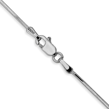 14K White Gold 16 Inch .9mm Octagonal Snake With Lobster Clasp Chain Necklace