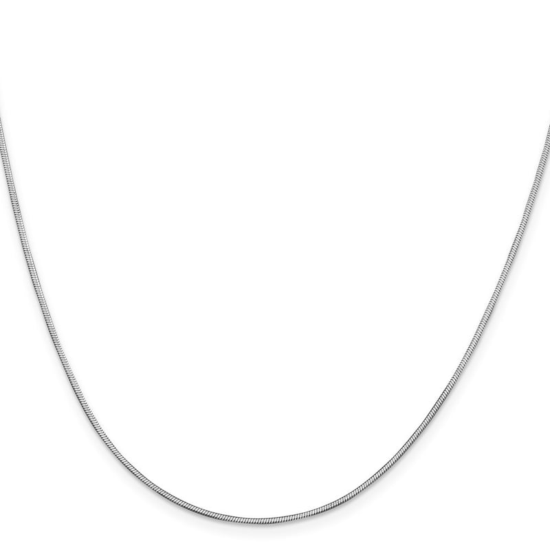 14K White Gold 24 Inch 1mm Octagonal Snake With Lobster Clasp Chain Necklace
