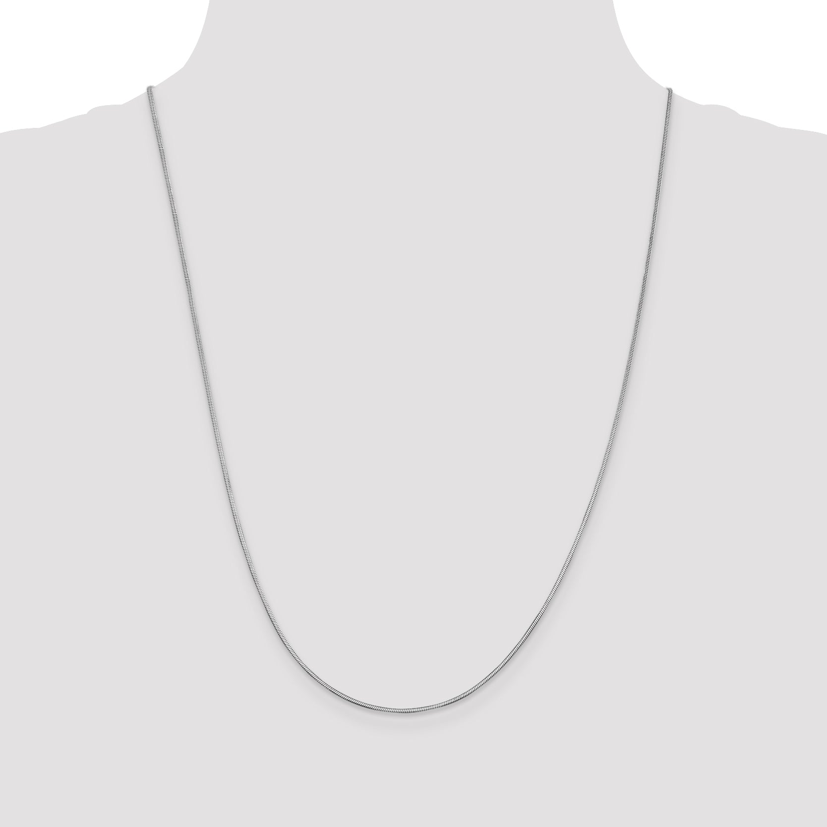 14K White Gold 24 Inch 1mm Octagonal Snake With Lobster Clasp Chain Necklace