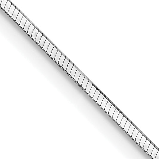 14K White Gold 16 Inch 1mm Octagonal Snake With Lobster Clasp Chain