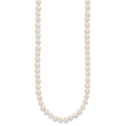 14K Yellow Gold 4 5mm White Near Round Freshwater Cultured Pearl 18 Inch Necklace