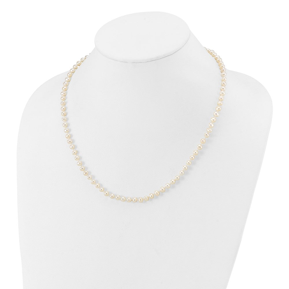 14K Yellow Gold 4 5mm White Near Round Freshwater Cultured Pearl 18 Inch Necklace