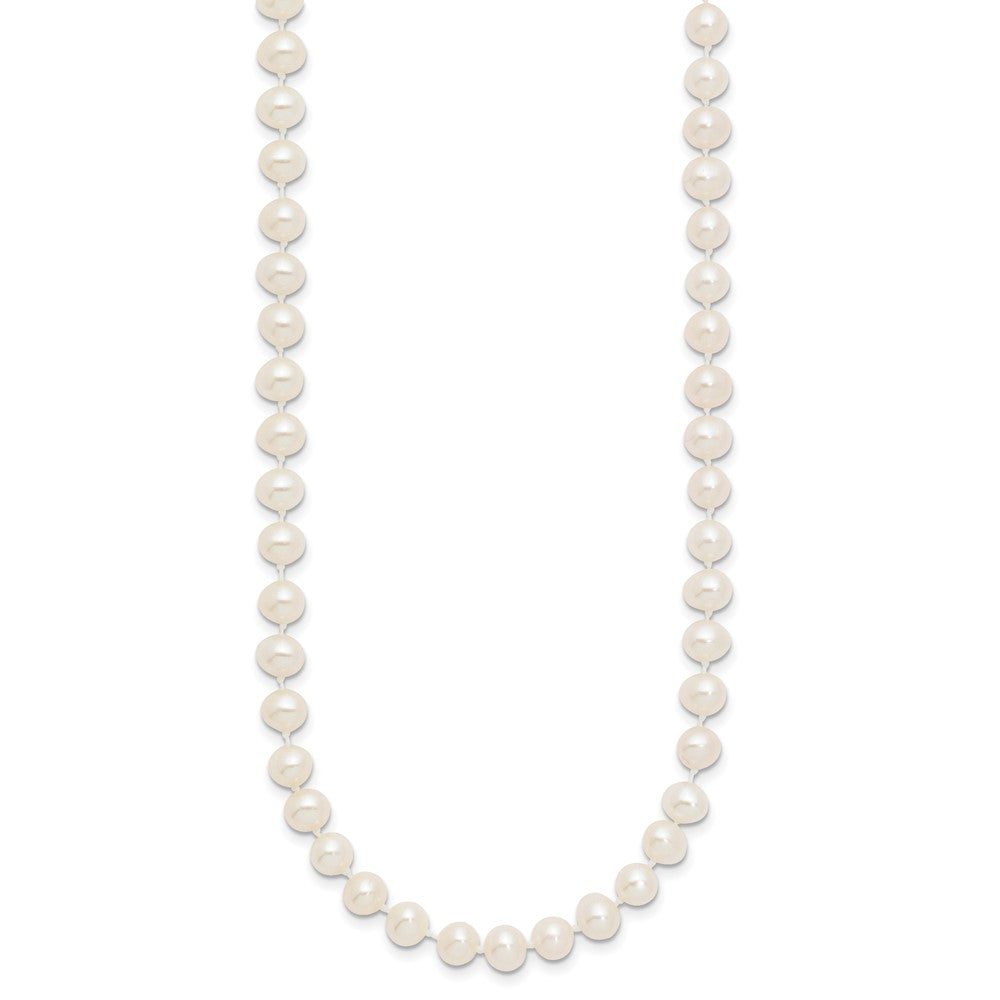 14K Yellow Gold 5 6mm White Near Round Freshwater Cultured Pearl 16 Inch Necklace