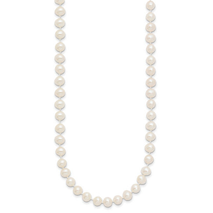 10K Yellow Gold 5-6mm White Near-Round Freshwater Cultured Pearl 16 Inch Necklace