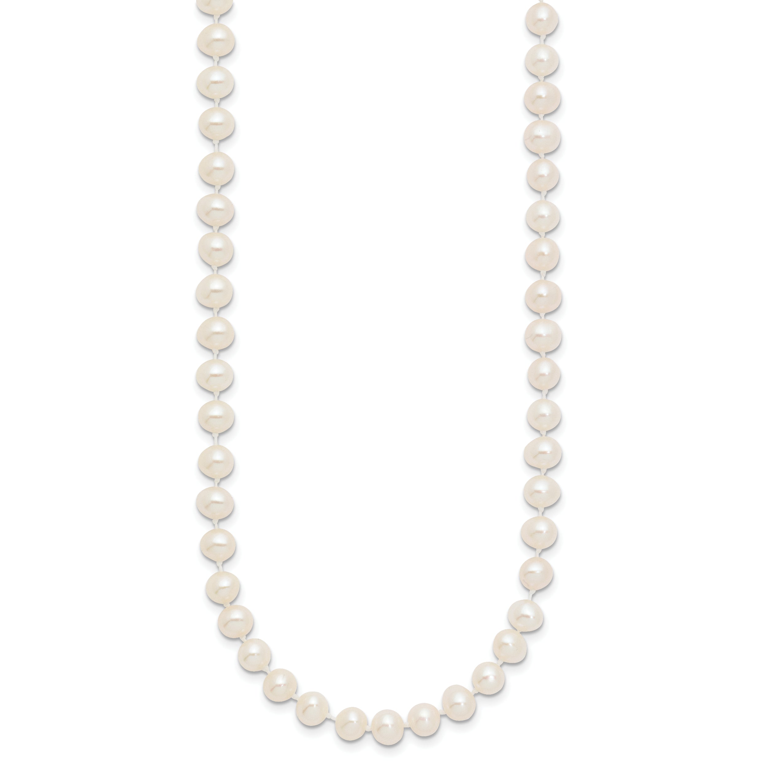 10K Yellow Gold 5-6mm White Near-Round Freshwater Cultured Pearl 20 Inch Necklace