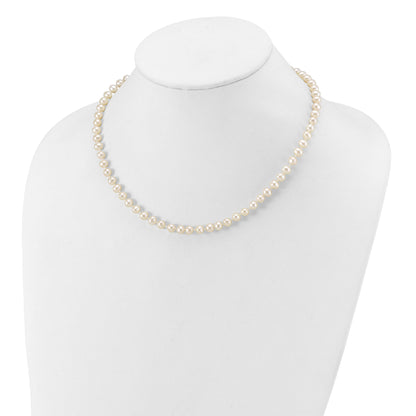 10K Yellow Gold 5-6mm White Near-Round Freshwater Cultured Pearl 16 Inch Necklace