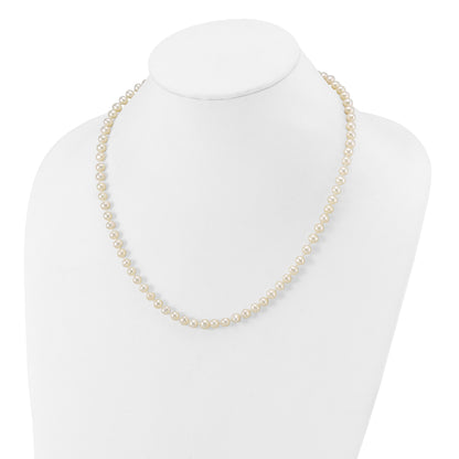 10K Yellow Gold 5-6mm White Near-Round Freshwater Cultured Pearl 18 Inch Necklace