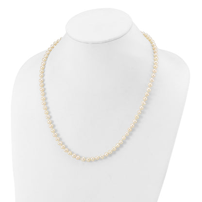 10K Yellow Gold 5-6mm White Near-Round Freshwater Cultured Pearl 20 Inch Necklace