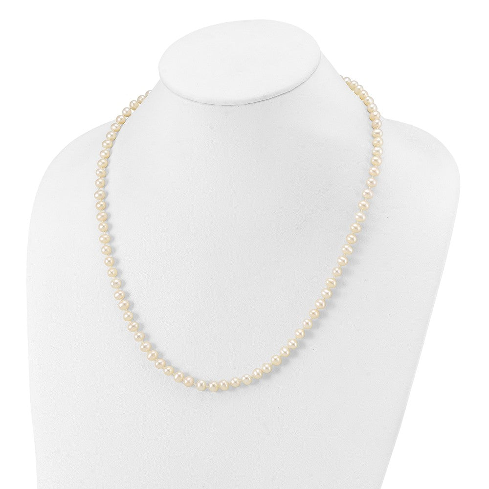 10K Yellow Gold 5-6mm White Near-Round Freshwater Cultured Pearl 20 Inch Necklace