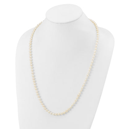 10K Yellow Gold 5-6mm White Near-Round Freshwater Cultured Pearl 24 Inch Necklace