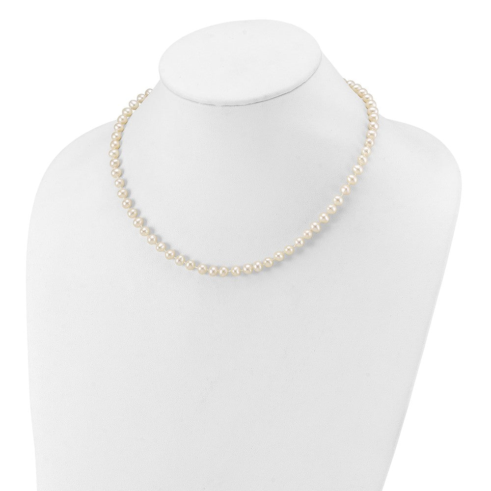 14K White Gold Wg 5-6mm White Near Round Freshwater Cultured Pearl Necklace