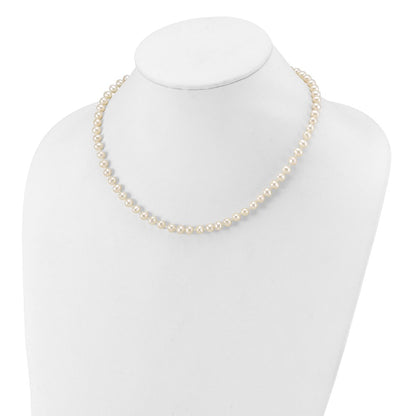 14K White Gold Wg 5-6mm White Near Round Freshwater Cultured Pearl Necklace