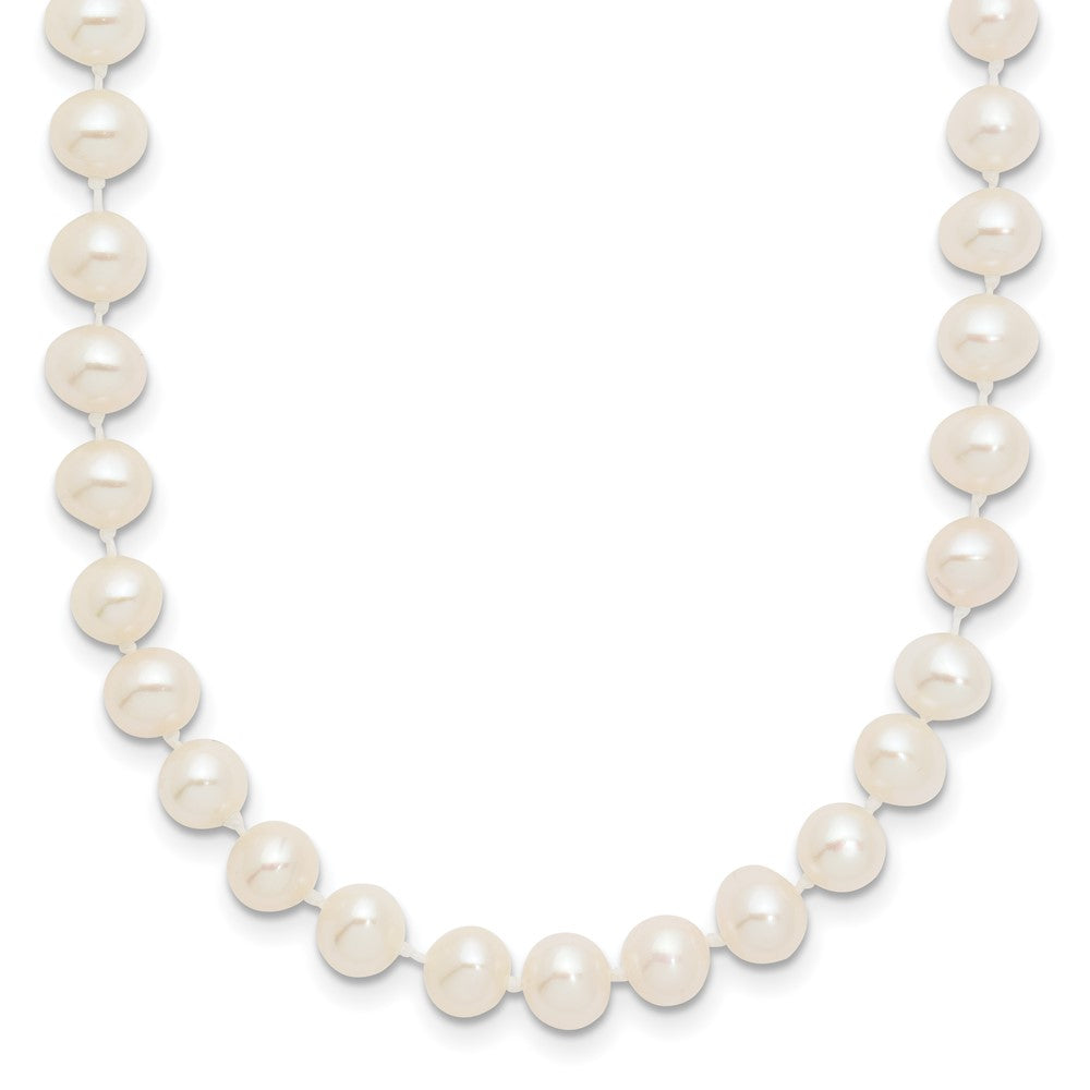 14K Yellow Gold 5 6mm White Near Round Freshwater Cultured Pearl 16 Inch Necklace