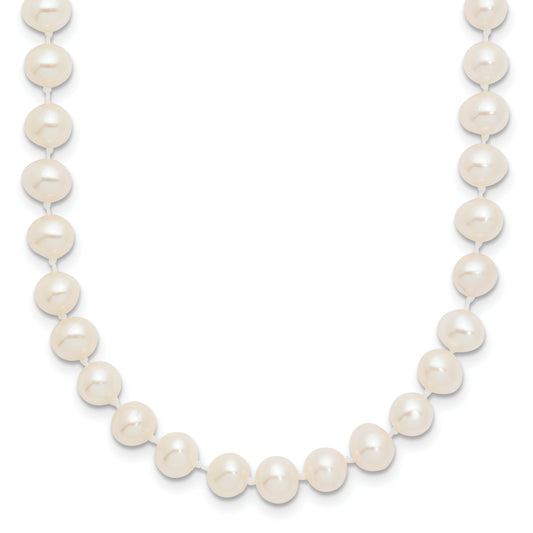 10K Yellow Gold 5-6mm White Near-Round Freshwater Cultured Pearl 16 Inch Necklace