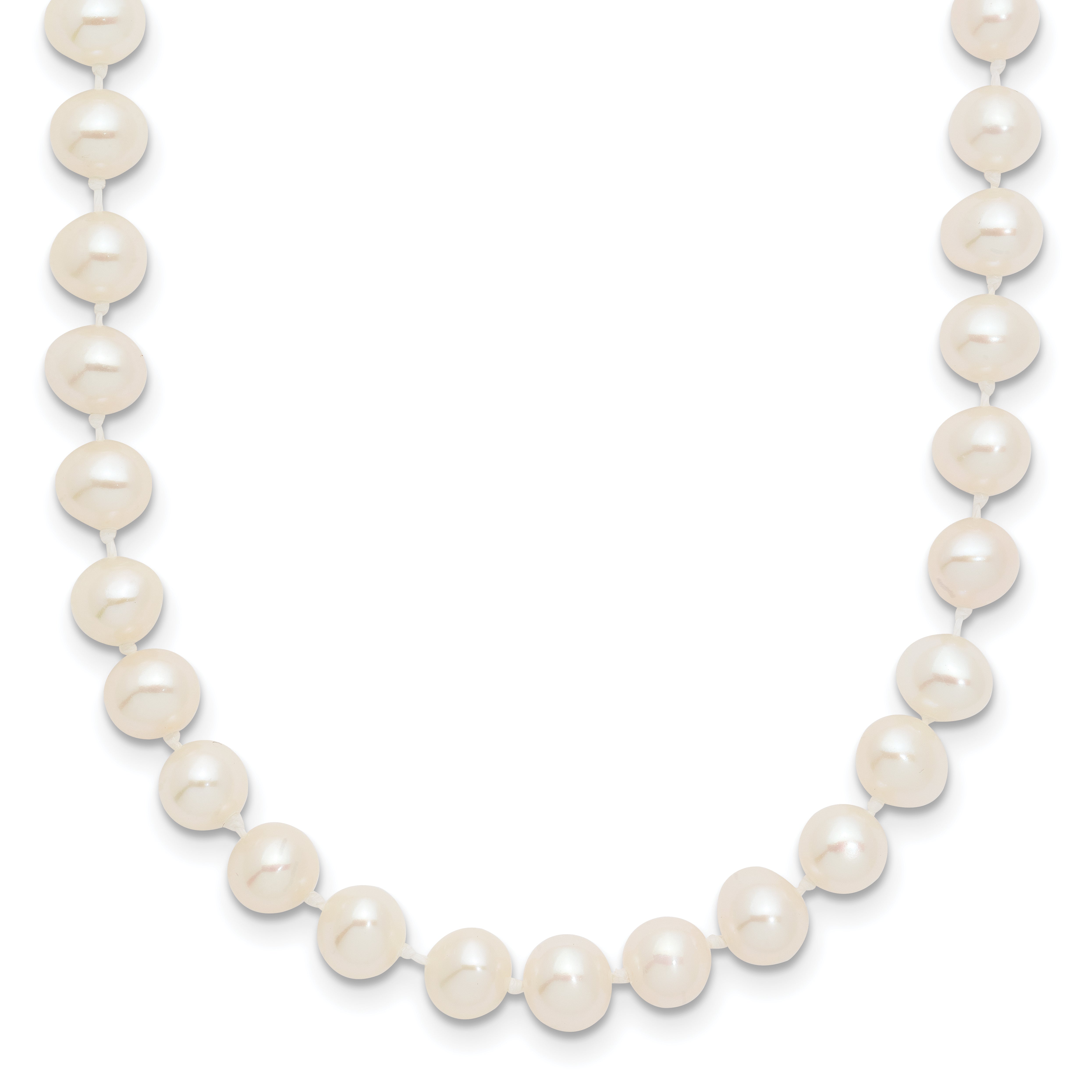10K Yellow Gold 5-6mm White Near-Round Freshwater Cultured Pearl 18 Inch Necklace
