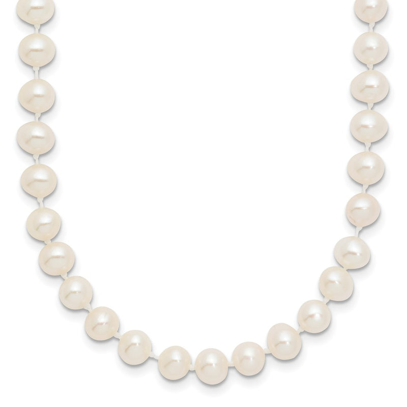 10K Yellow Gold 5-6mm White Near-Round Freshwater Cultured Pearl 24 Inch Necklace
