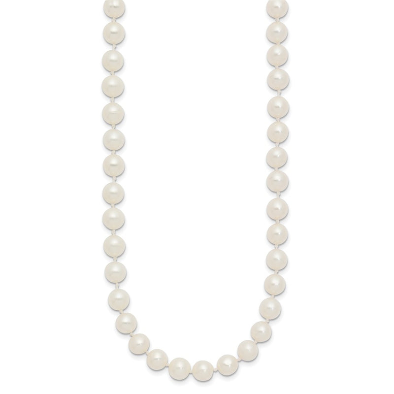 10K Yellow Gold 6-7mm White Near-Round Freshwater Cultured Pearl 24 Inch Necklace