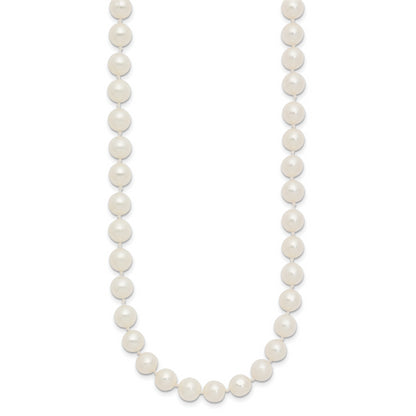 10K Yellow Gold 6-7mm White Near-Round Freshwater Cultured Pearl 28 Inch Necklace