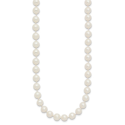 10K Yellow Gold 6-7mm White Near-Round Freshwater Cultured Pearl 28 Inch Necklace