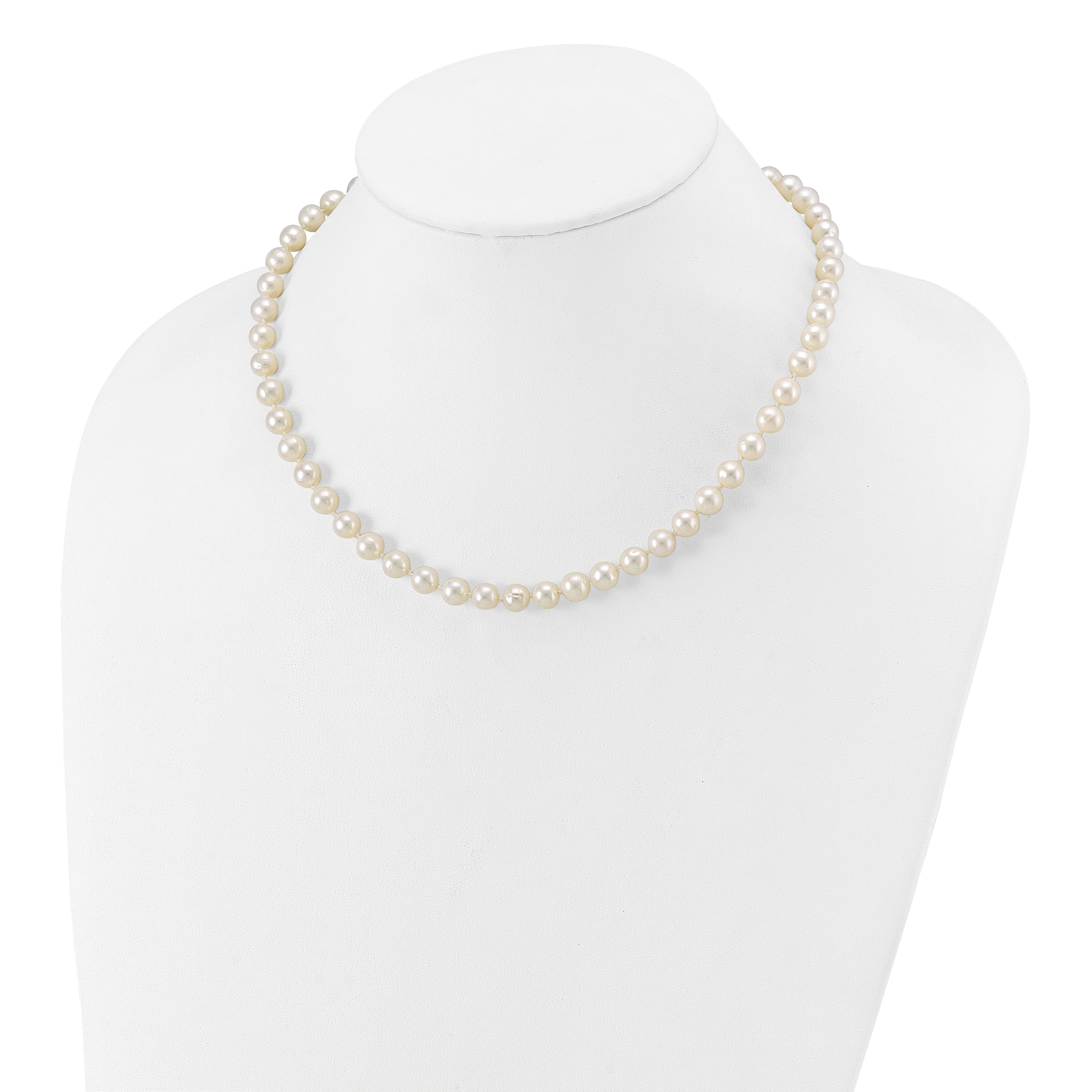 10K Yellow Gold 6-7mm White Near-Round Freshwater Cultured Pearl 16 Inch Necklace