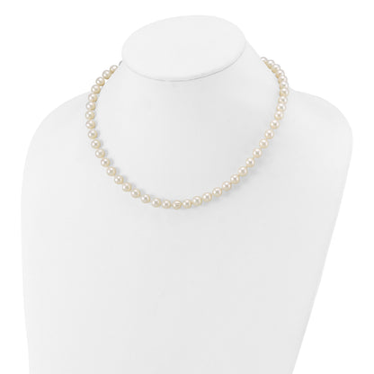 10K Yellow Gold 6-7mm White Near-Round Freshwater Cultured Pearl 16 Inch Necklace