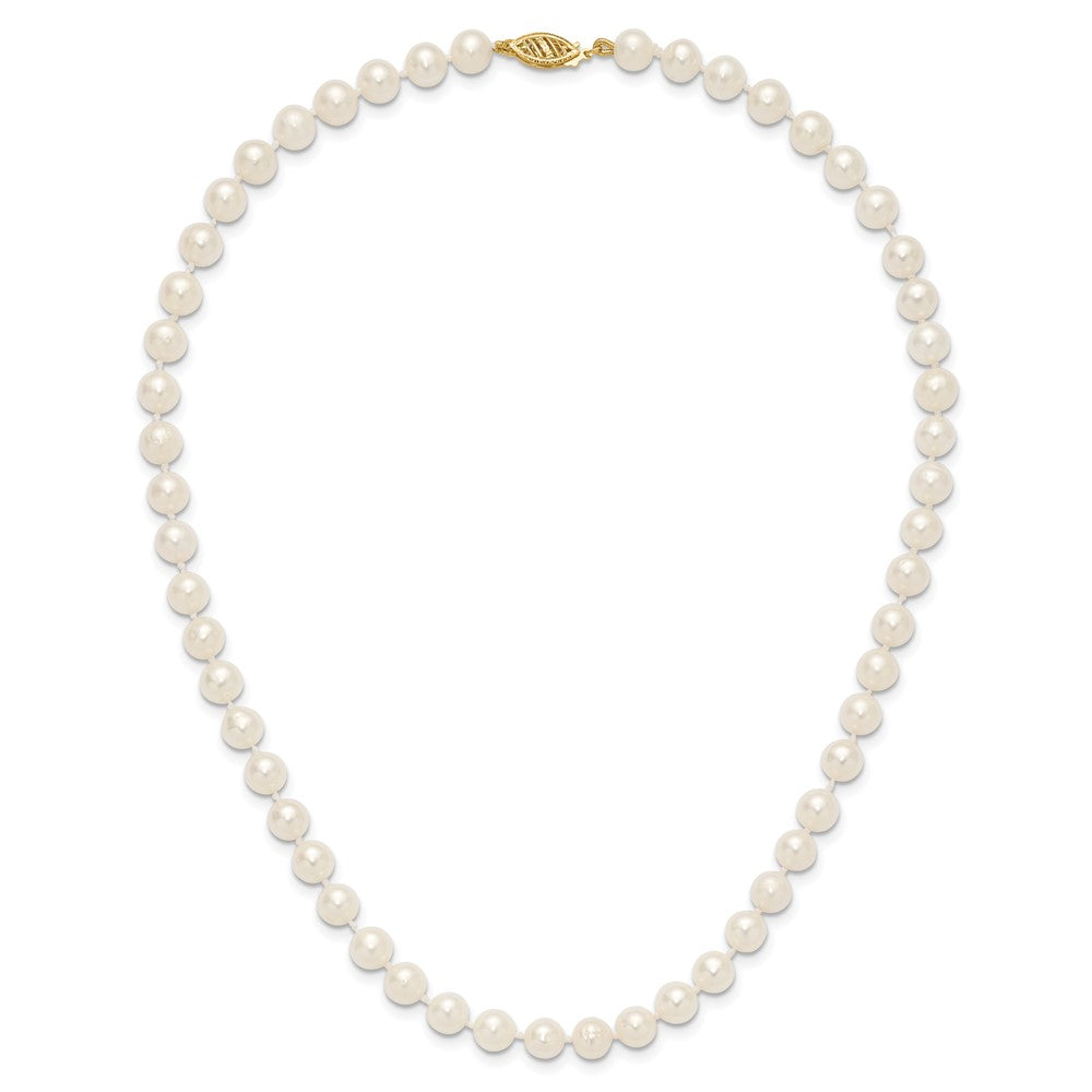 10K Yellow Gold 6-7mm White Near-Round Freshwater Cultured Pearl 16 Inch Necklace
