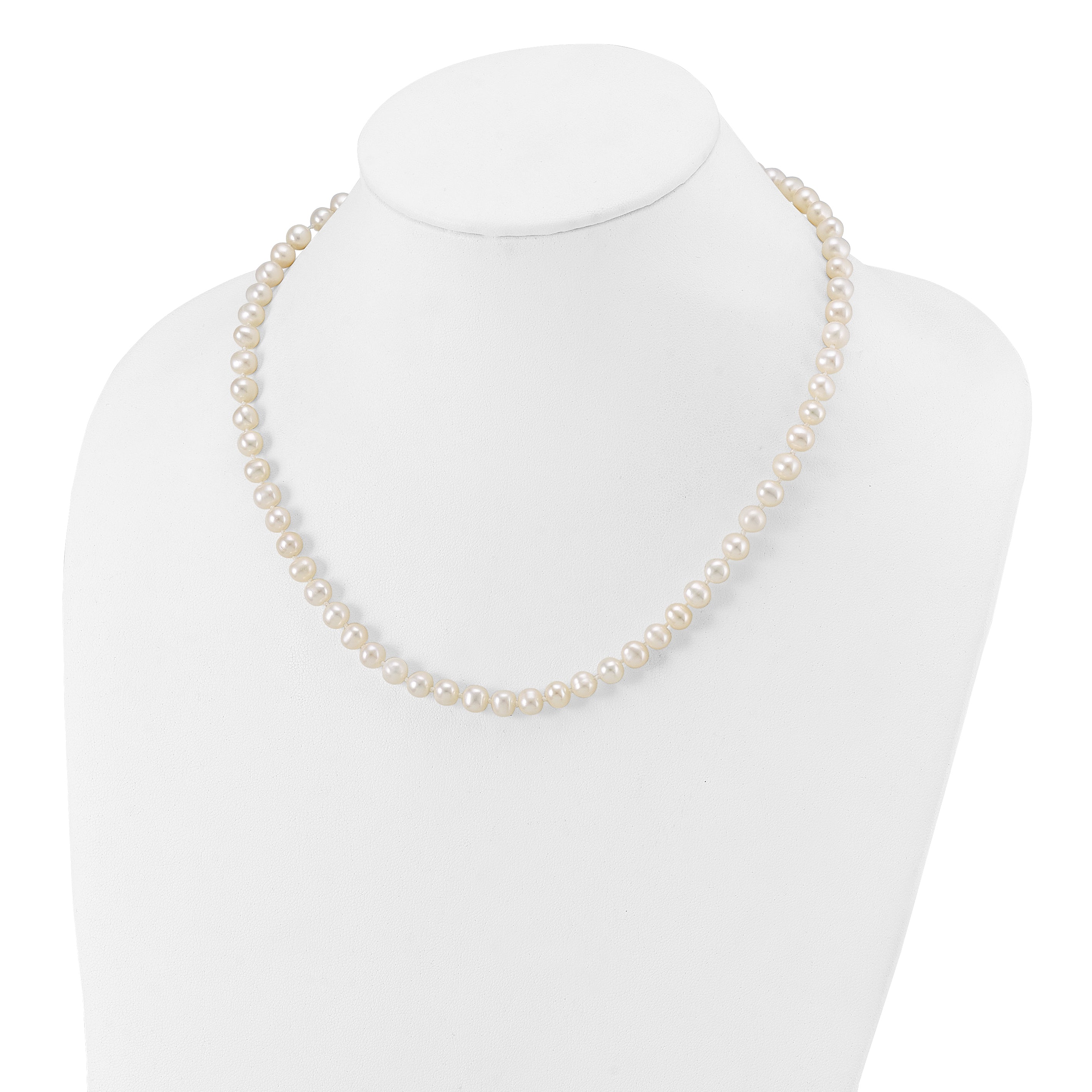 10K Yellow Gold 6-7mm White Near-Round Freshwater Cultured Pearl 18 Inch Necklace