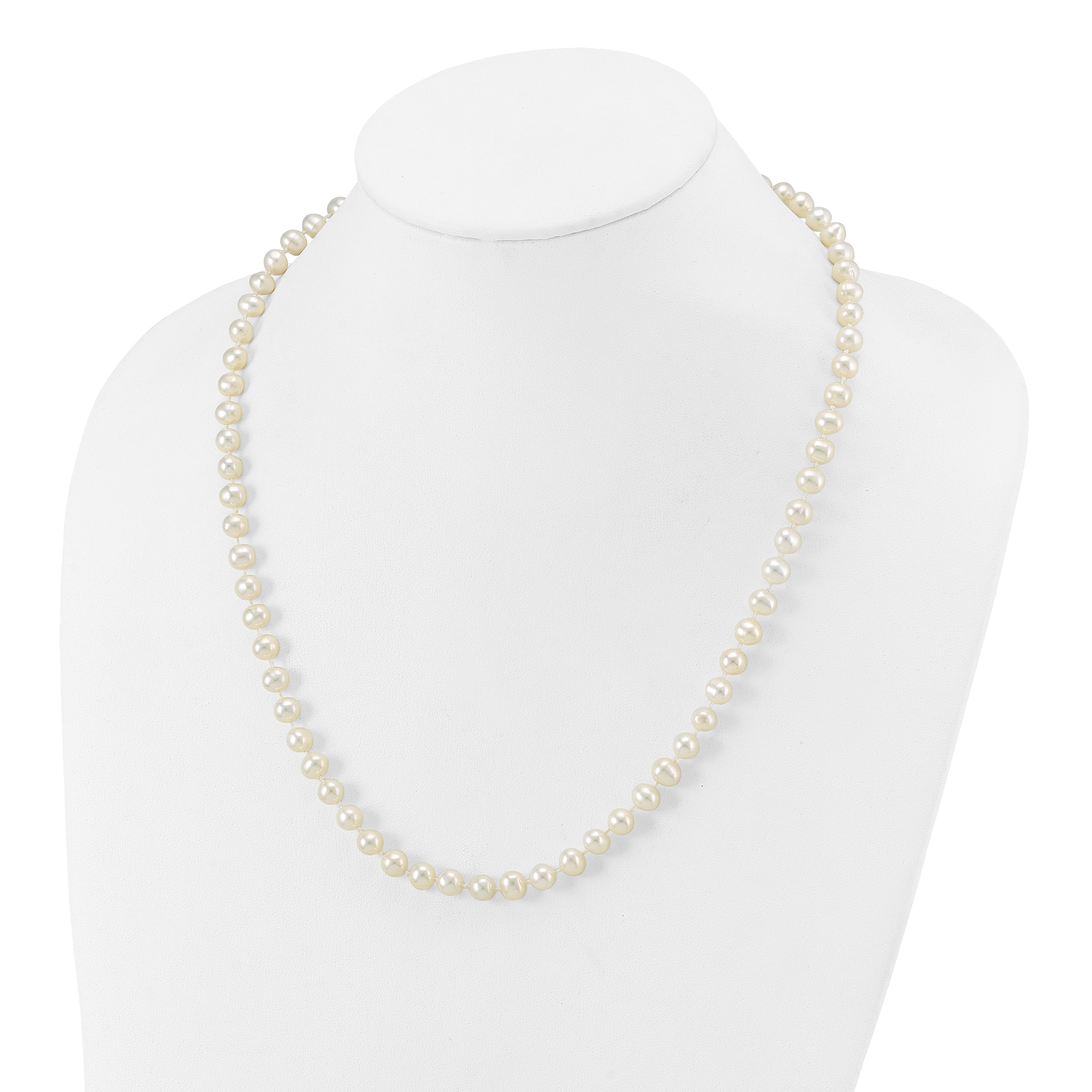 10K Yellow Gold 6-7mm White Near-Round Freshwater Cultured Pearl 20 Inch Necklace