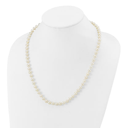 10K Yellow Gold 6-7mm White Near-Round Freshwater Cultured Pearl 20 Inch Necklace