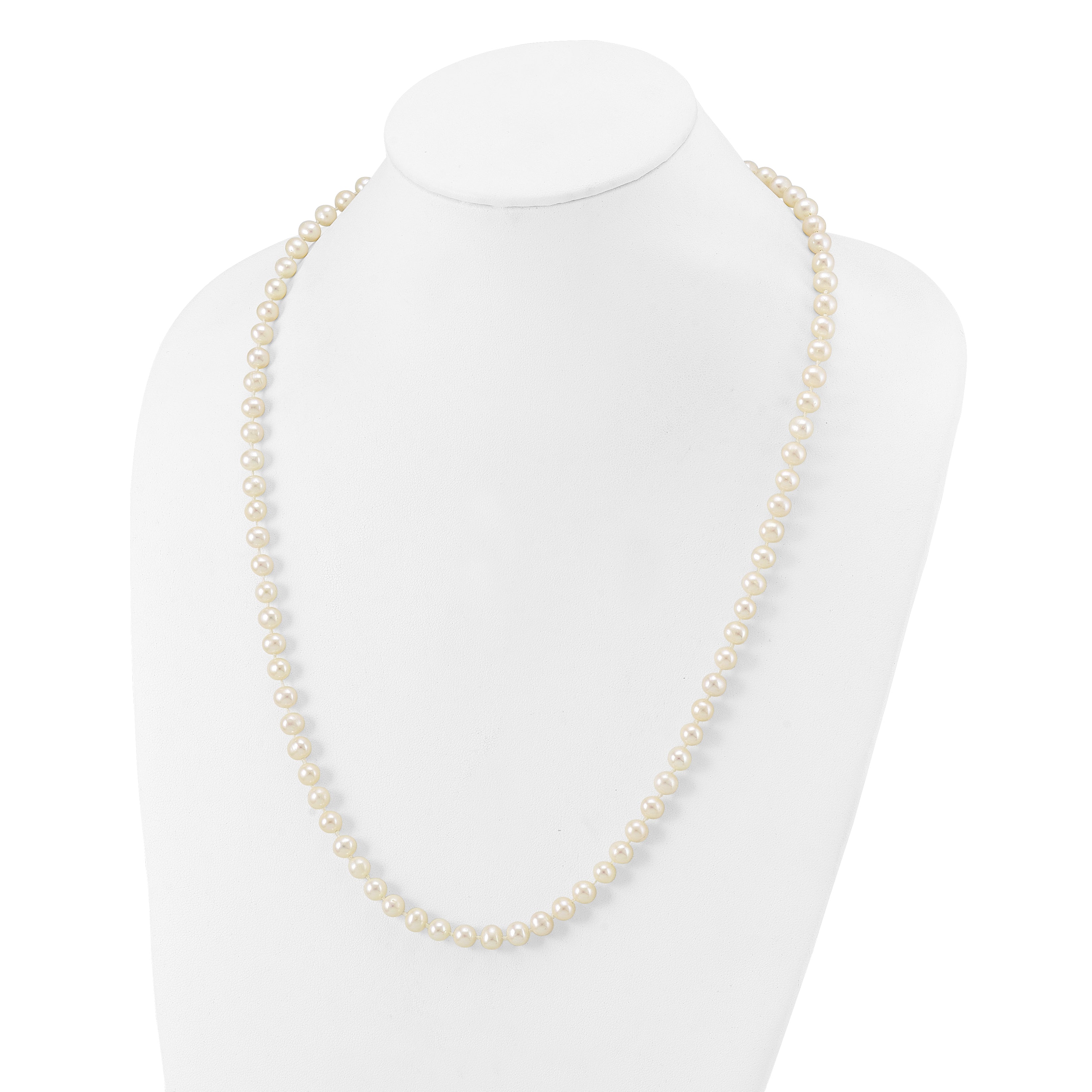 10K Yellow Gold 6-7mm White Near-Round Freshwater Cultured Pearl 24 Inch Necklace