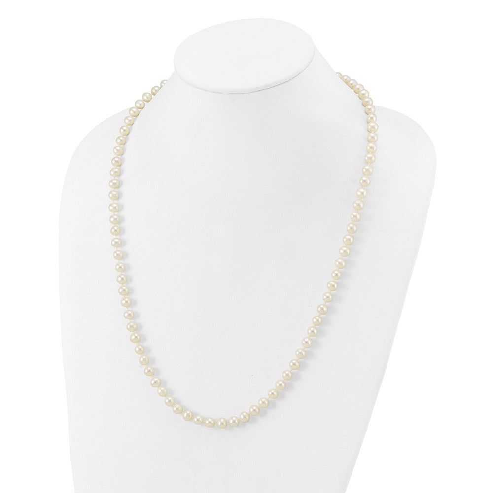 10K Yellow Gold 6-7mm White Near-Round Freshwater Cultured Pearl 24 Inch Necklace