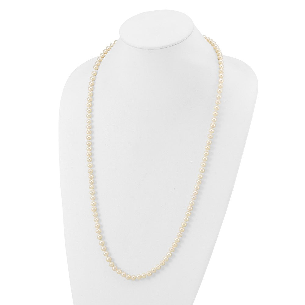 14K Yellow Gold 6 7mm White Near Round Freshwater Cultured Pearl 28 Inch Necklace