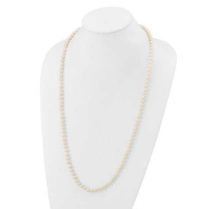 14K Yellow Gold 6 7mm White Near Round Freshwater Cultured Pearl 28 Inch Necklace