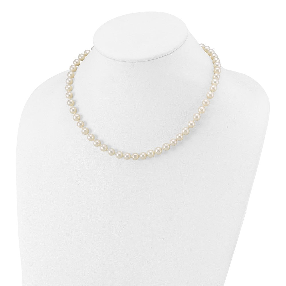 14K White Gold Wg 6-7mm White Near Round Freshwater Cultured Pearl Necklace