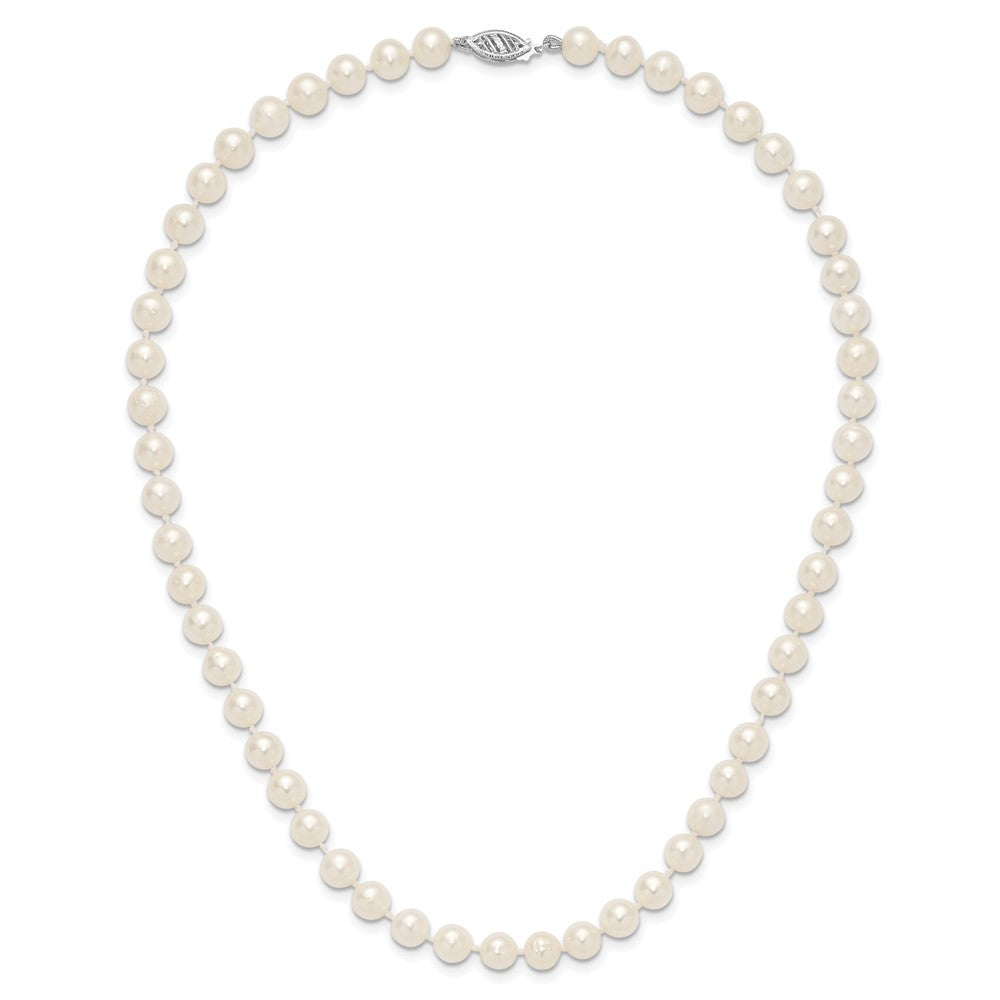14K White Gold Wg 6-7mm White Near Round Freshwater Cultured Pearl Necklace