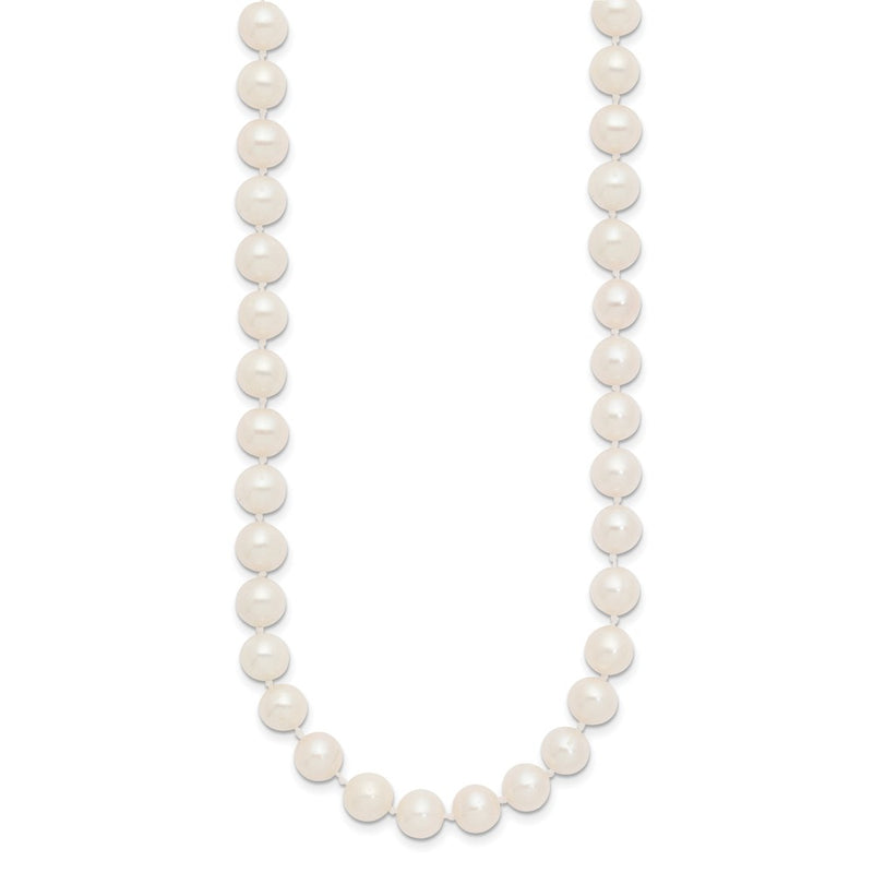 10K Yellow Gold 7-8 mm White Near-Round Freshwater Cultured Pearl 28 Inch Necklace