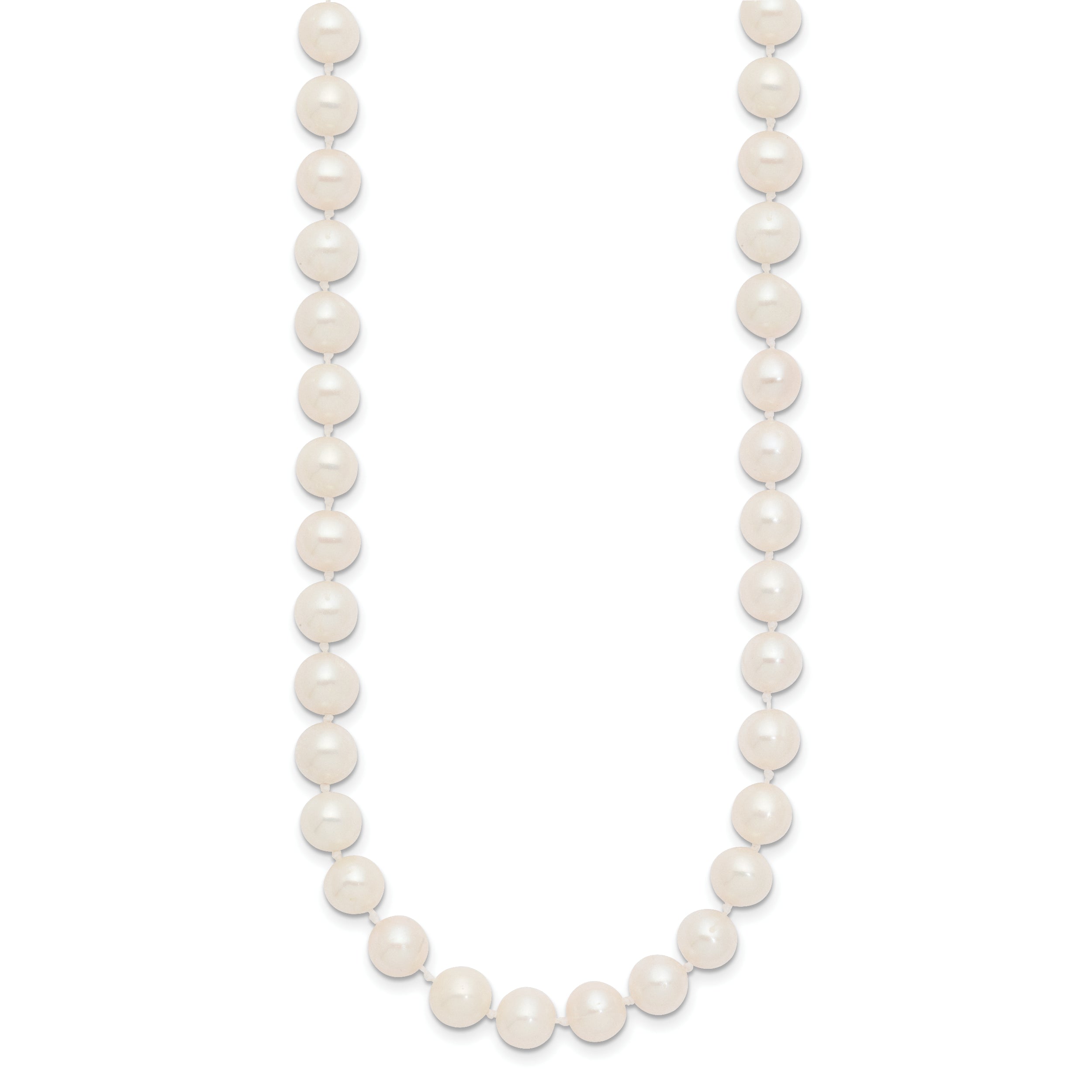 10K Yellow Gold 7-8mm White Near-Round Freshwater Cultured Pearl 16 Inch Necklace