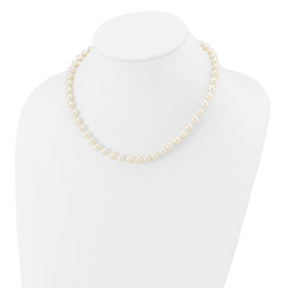 10K Yellow Gold 7-8mm White Near-Round Freshwater Cultured Pearl 16 Inch Necklace