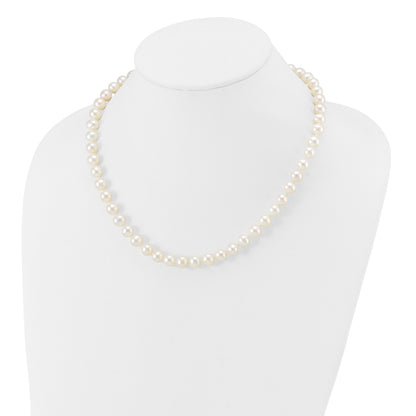 10K Yellow Gold 7-8mm White Near-Round Freshwater Cultured Pearl 18 Inch Necklace
