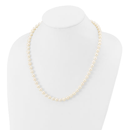 10K Yellow Gold 7-8mm White Near-Round Freshwater Cultured Pearl 20 Inch Necklace