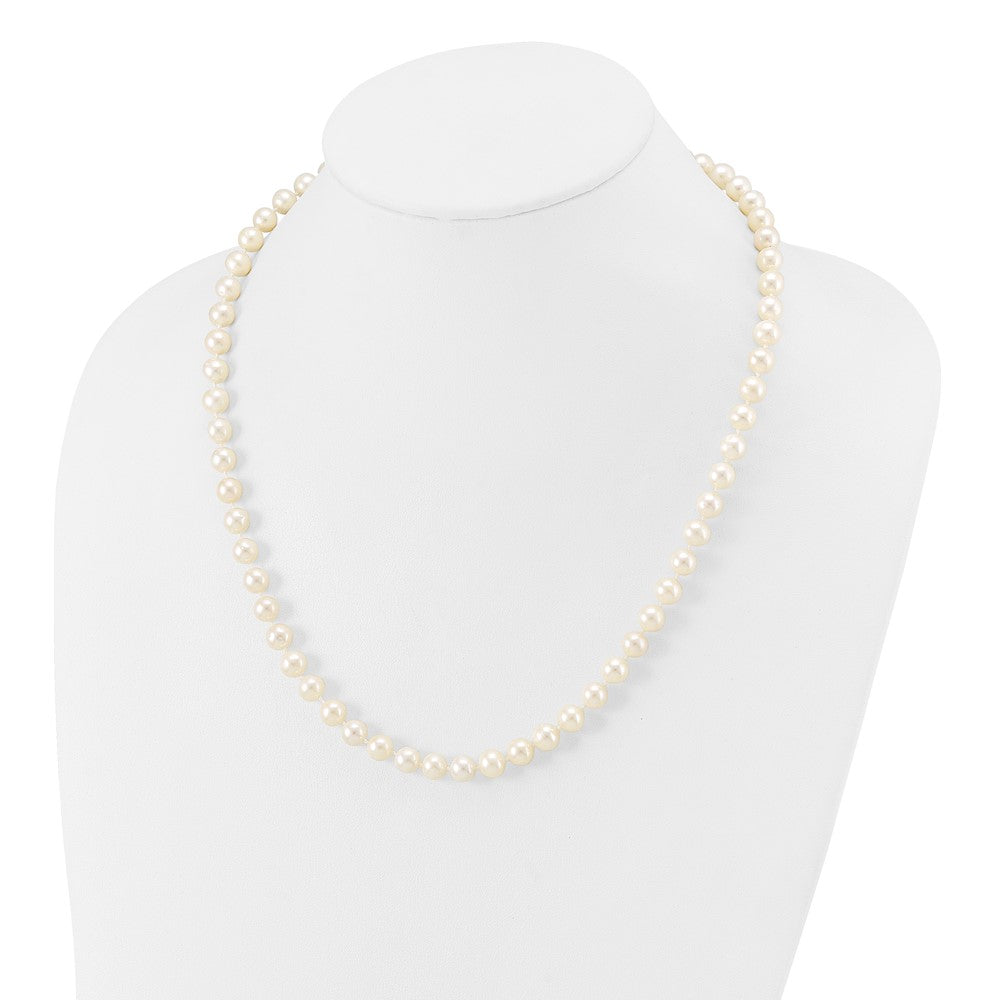 10K Yellow Gold 7-8mm White Near-Round Freshwater Cultured Pearl 20 Inch Necklace