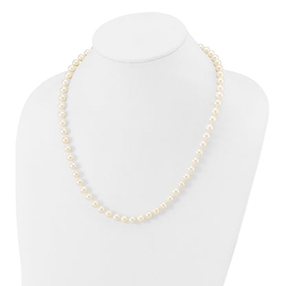 10K Yellow Gold 7-8mm White Near-Round Freshwater Cultured Pearl 20 Inch Necklace