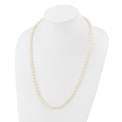 10K Yellow Gold 7-8mm White Near-Round Freshwater Cultured Pearl 24 Inch Necklace