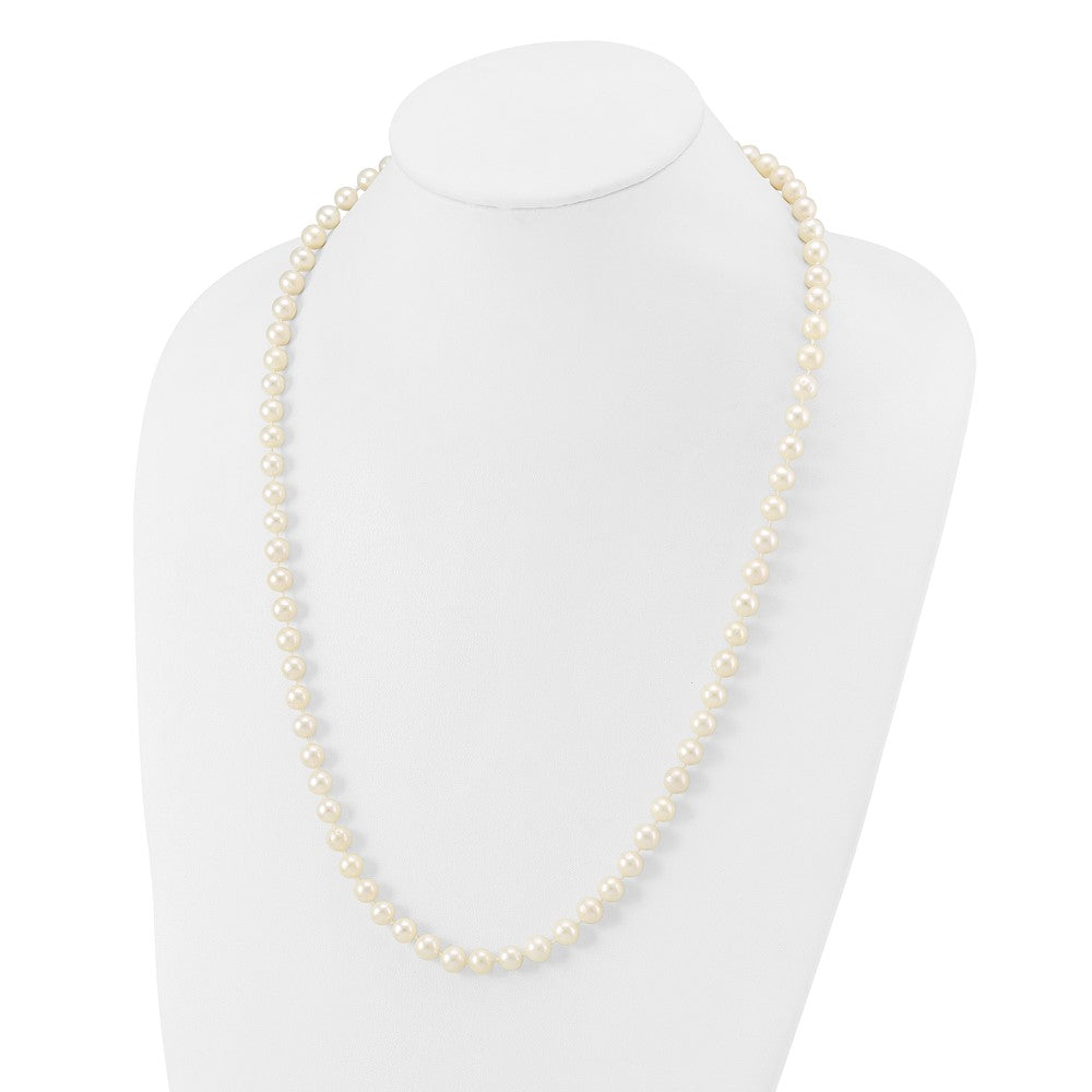 10K Yellow Gold 7-8mm White Near-Round Freshwater Cultured Pearl 24 Inch Necklace