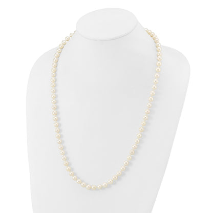 10K Yellow Gold 7-8mm White Near-Round Freshwater Cultured Pearl 24 Inch Necklace
