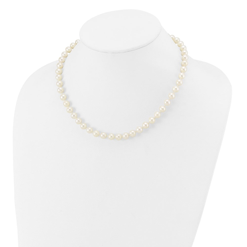 14K White Gold Wg 7-8mm White Near Round Freshwater Cultured Pearl Necklace