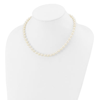 14K White Gold Wg 7-8mm White Near Round Freshwater Cultured Pearl Necklace